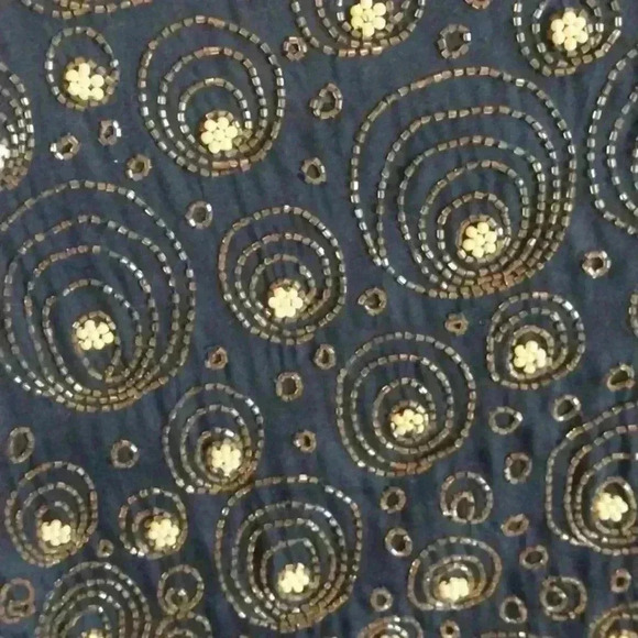 Vintage 1980s Era Joseph Le Bon Silk Black with Gold Beading Size L - Picture 5 of 6